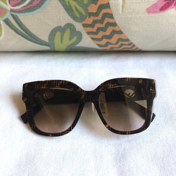 NEW Fendi F is FENDI Havana Cat Eye Square Sunglasses main image 12